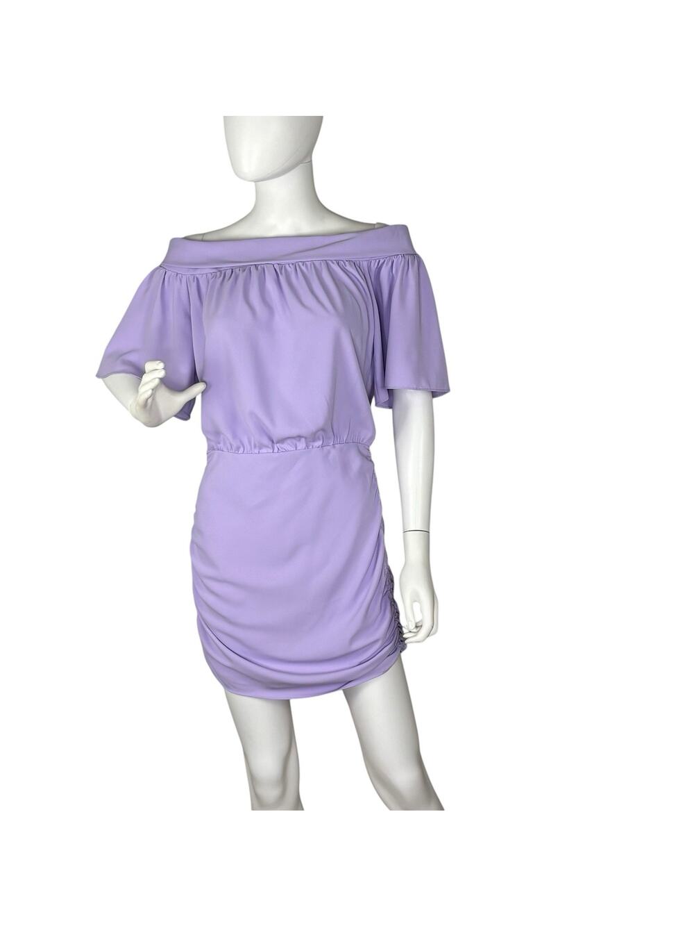 Amanda Uprichard Mini Dress Blouson Off The Shoulder Avra Lavender Size XS